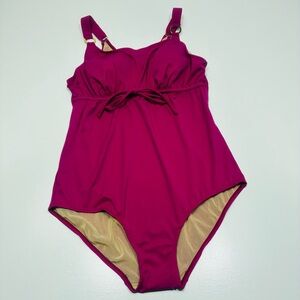 Swim 365 1 piece swimsuit Size 18W bathing‎ suit pink built in bra lined new